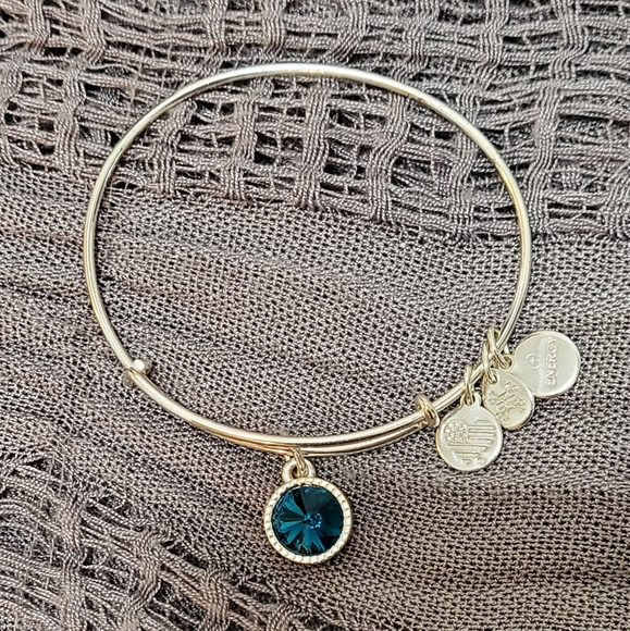 Alex & Ani bracelet, shiny sliver. Blue zircon stone. - Picture 6 of 6